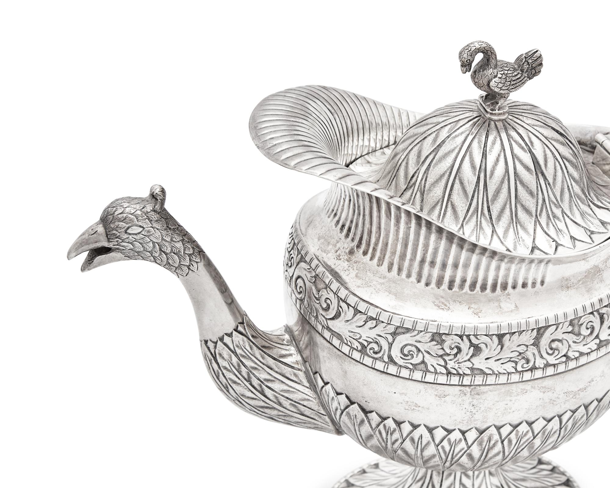 An Assembled Brazilian Four-Piece Silver Tea Service