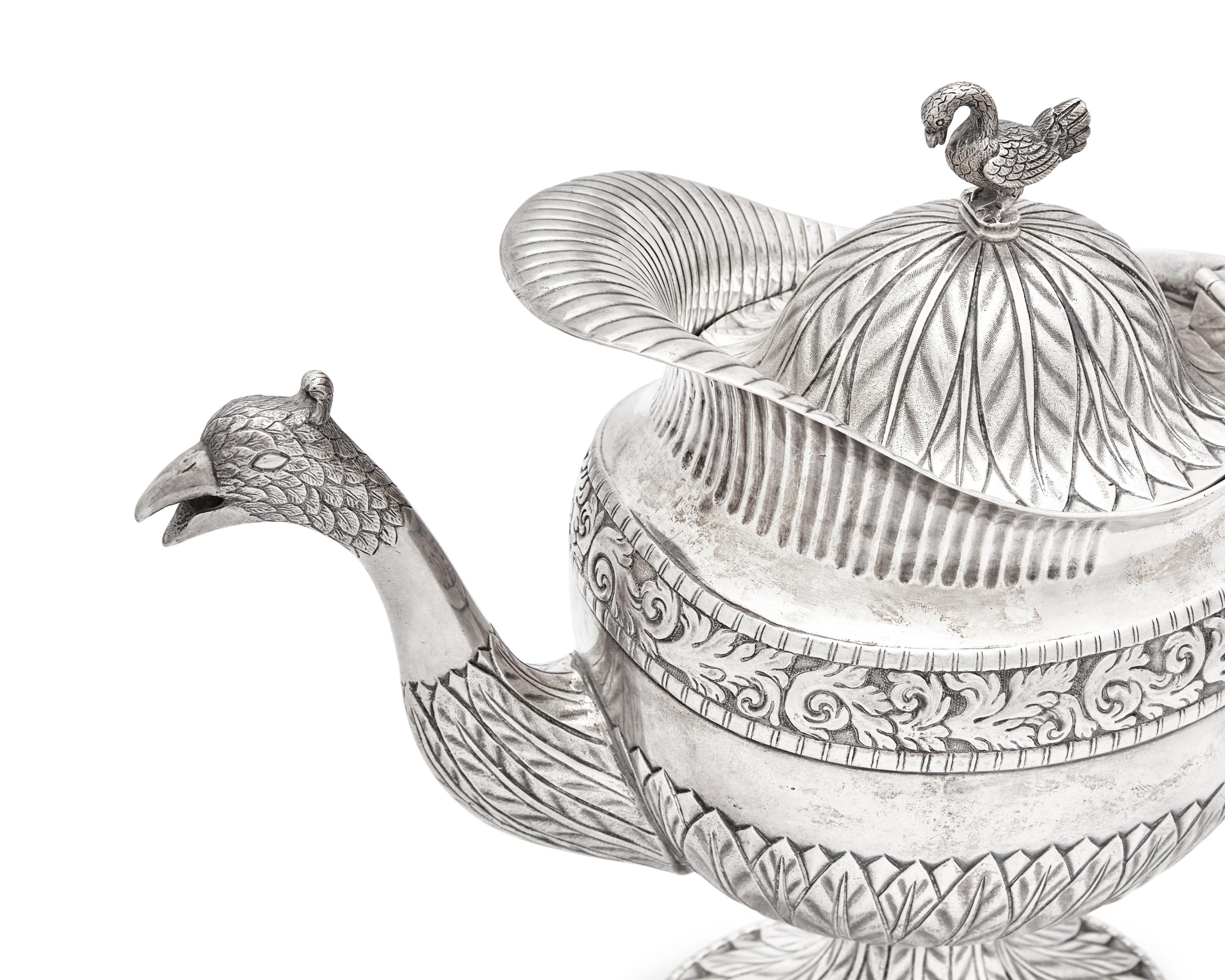 An Assembled Brazilian Four-Piece Silver Tea Service