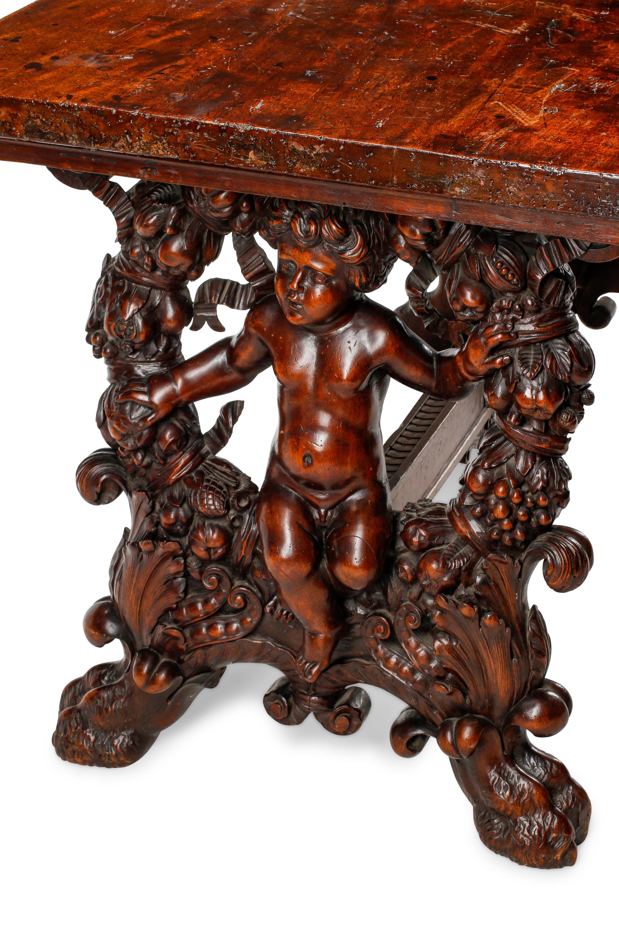 An Italian Renaissance Revival Figural Trestle Table