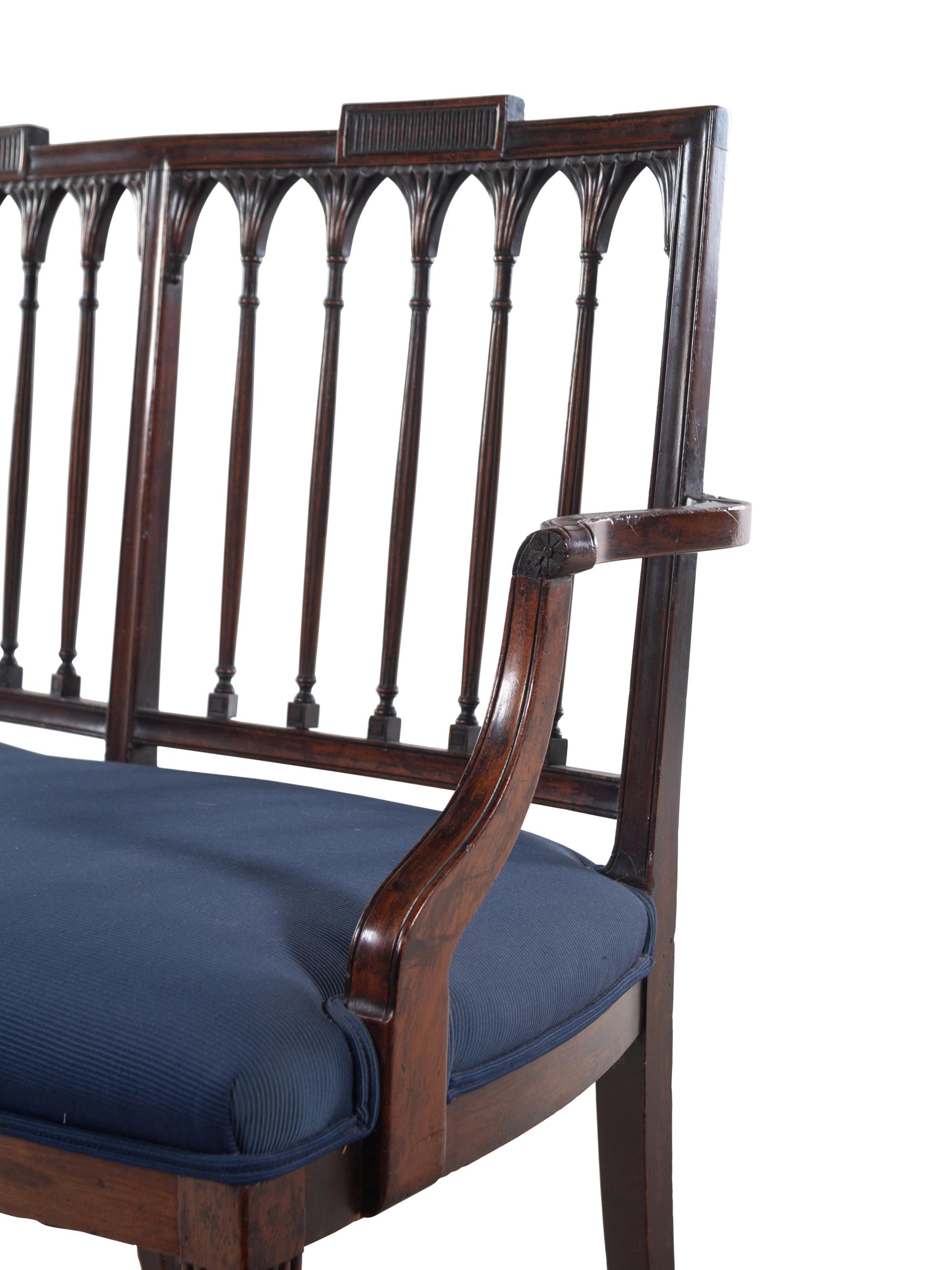 A Rare Federal Carved Mahogany Double Chair Back Settee