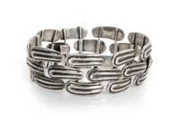 A Mexican Silver Link Bracelet, Los Castillo Length approximately 7 inches.
