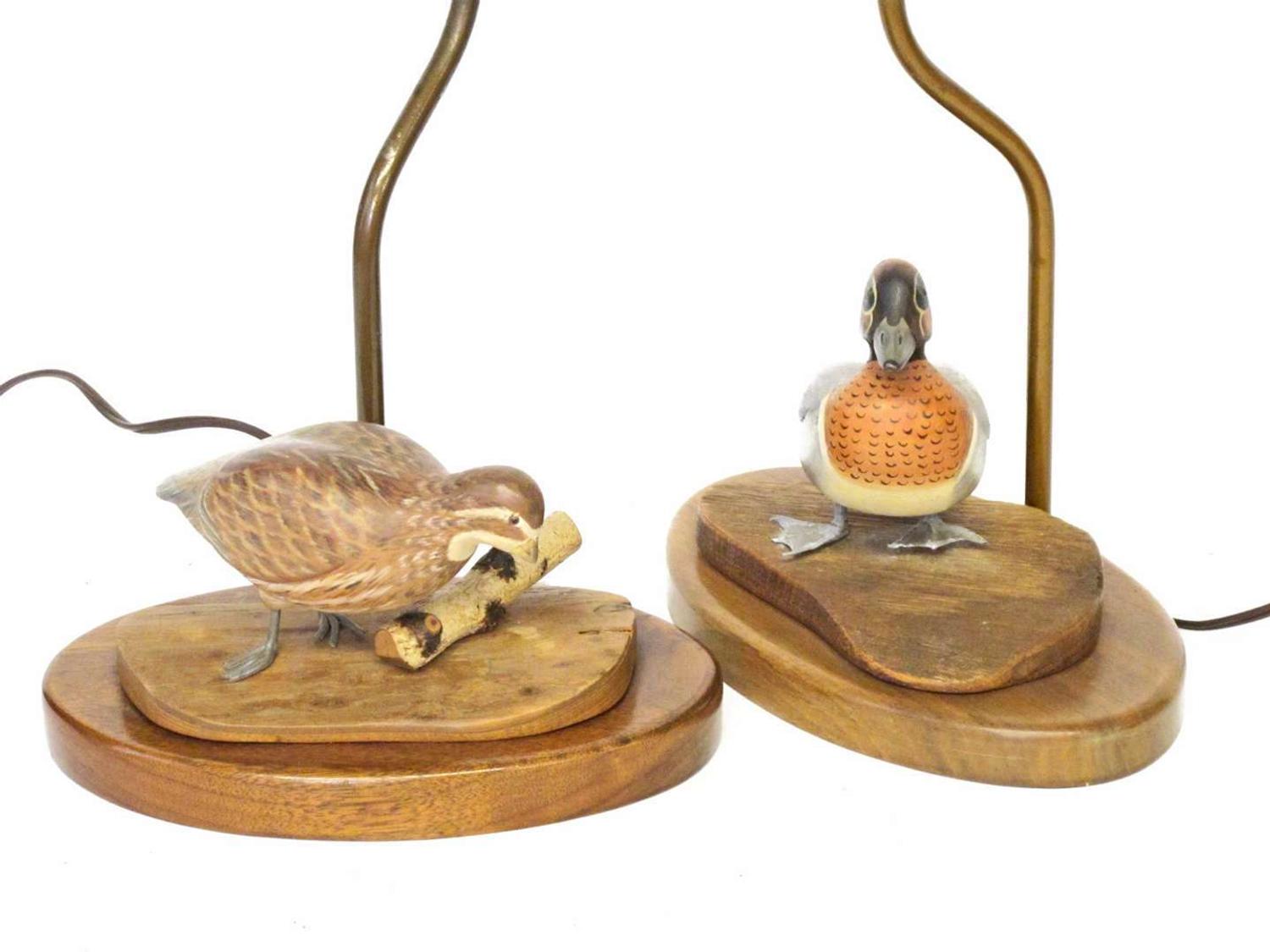 Two carved and painted bird figures 20th century