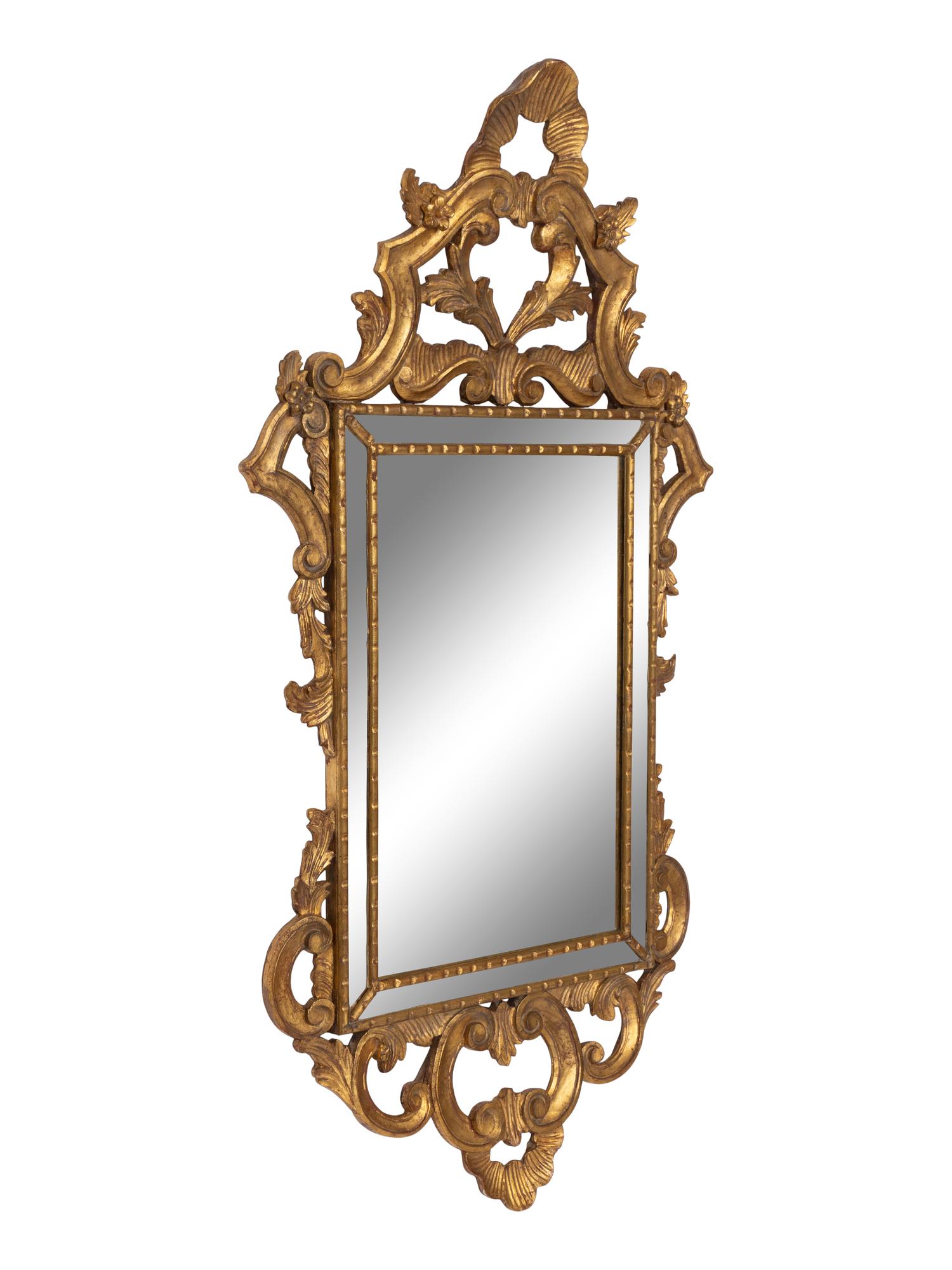 A Pair of Italian Baroque Style Giltwood Parclose Mirrors