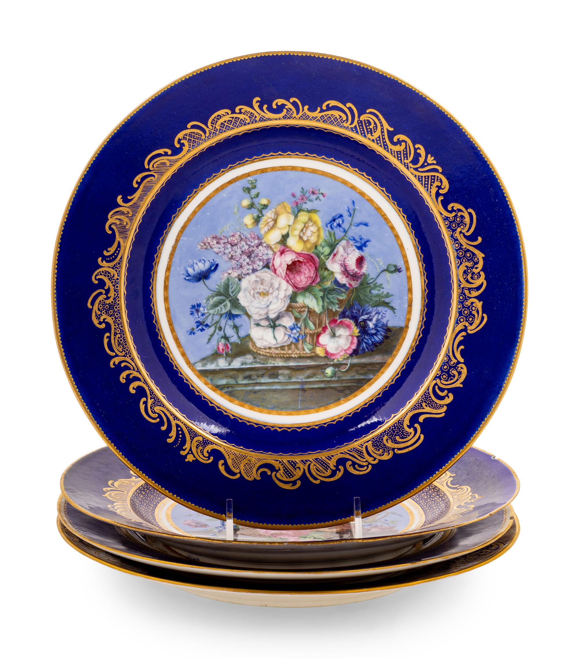 A Group of Four Sèvres Porcelain Plates