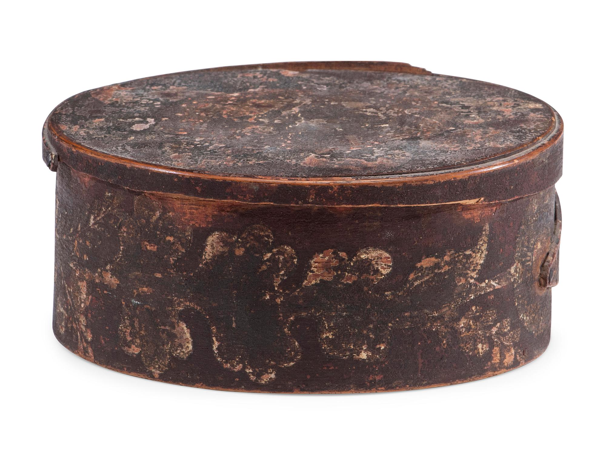 A Polychrome Paint and Floral-Decorated Splint Box