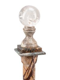 A Pair of Grand Tour Style Vari-Color Marble and Rock Crystal Column Ornaments