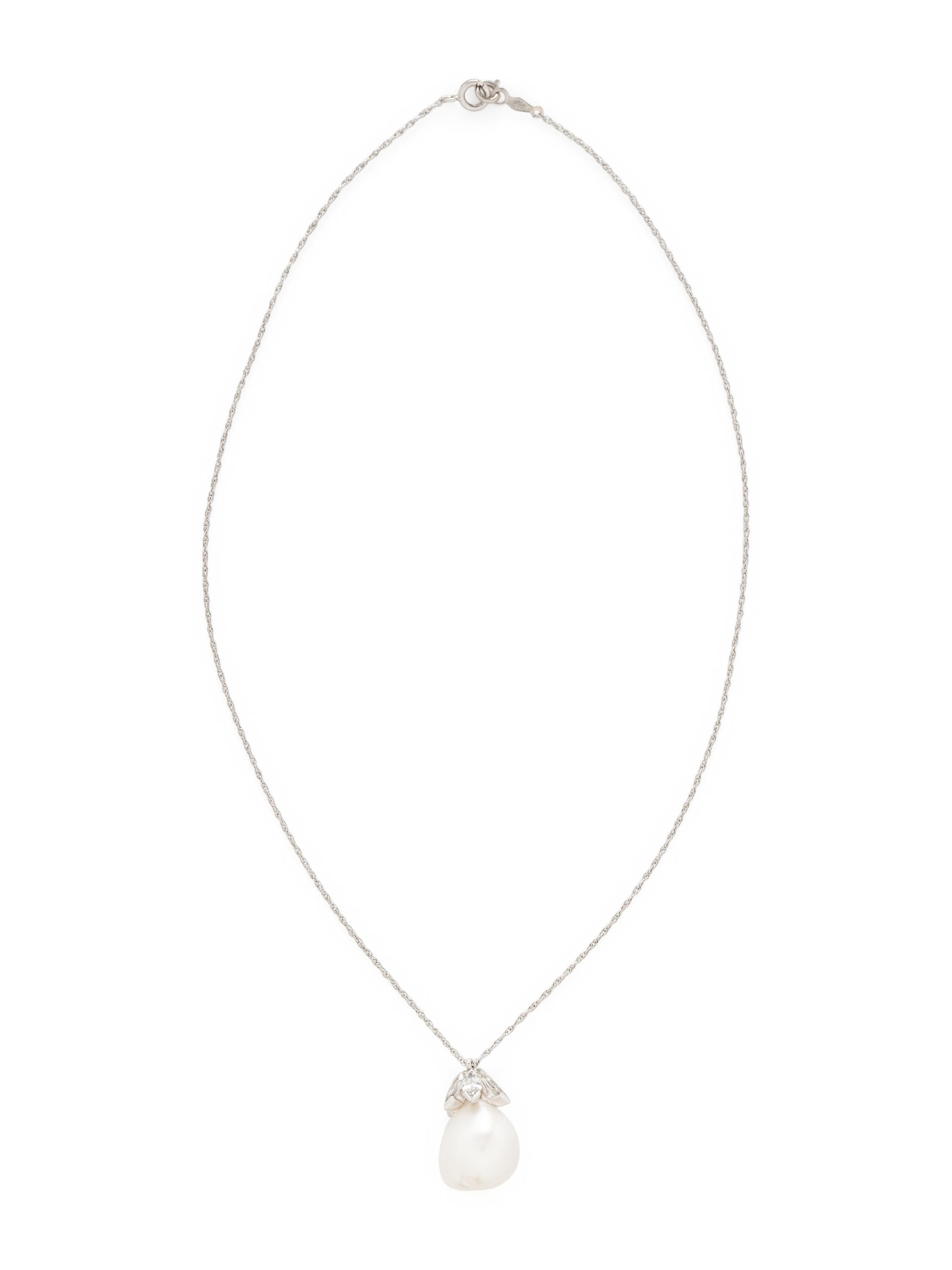 CULTURED BAROQUE SOUTH SEA PEARL AND DIAMOND PENDANT NECKLACE