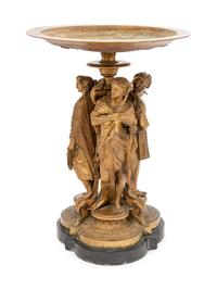 A Continental Bronze Figural Tazza