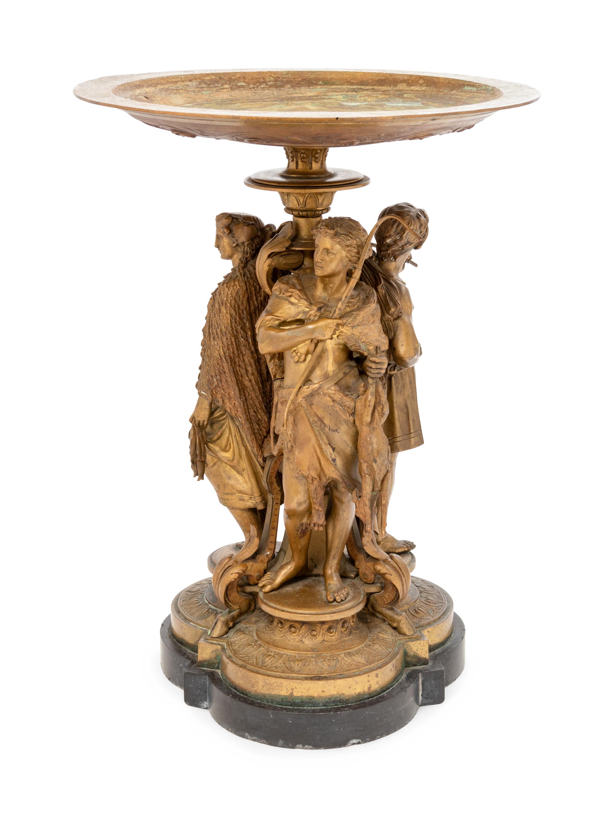 A Continental Bronze Figural Tazza