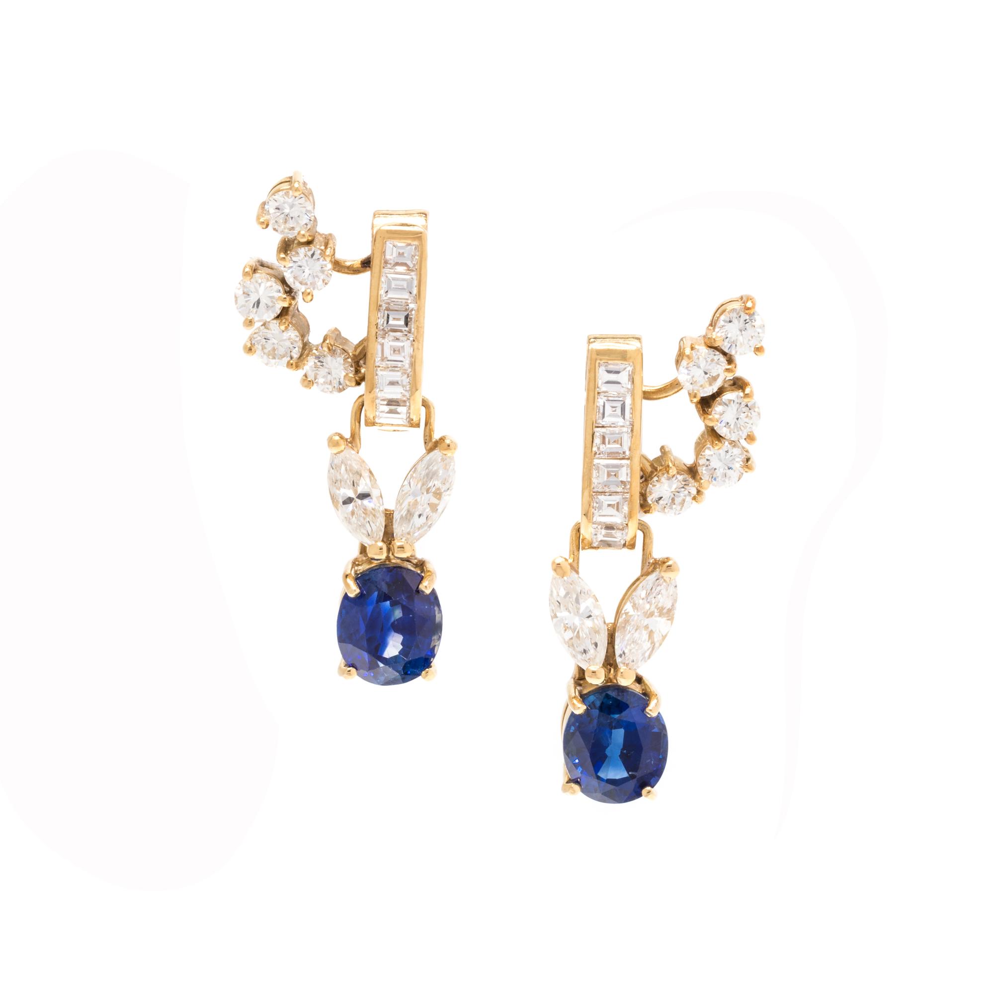 SAPPHIRE AND DIAMOND EARCLIPS