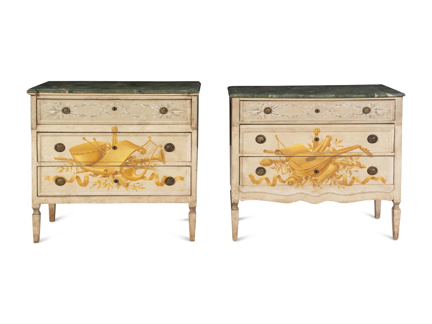 A Matched Pair of Italian Painted Bedside Tables