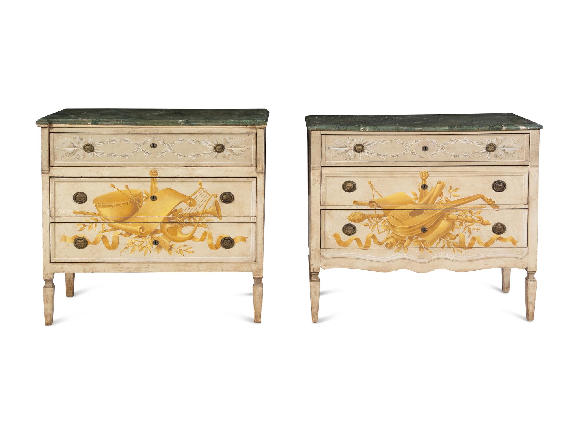 A Matched Pair of Italian Painted Bedside Tables