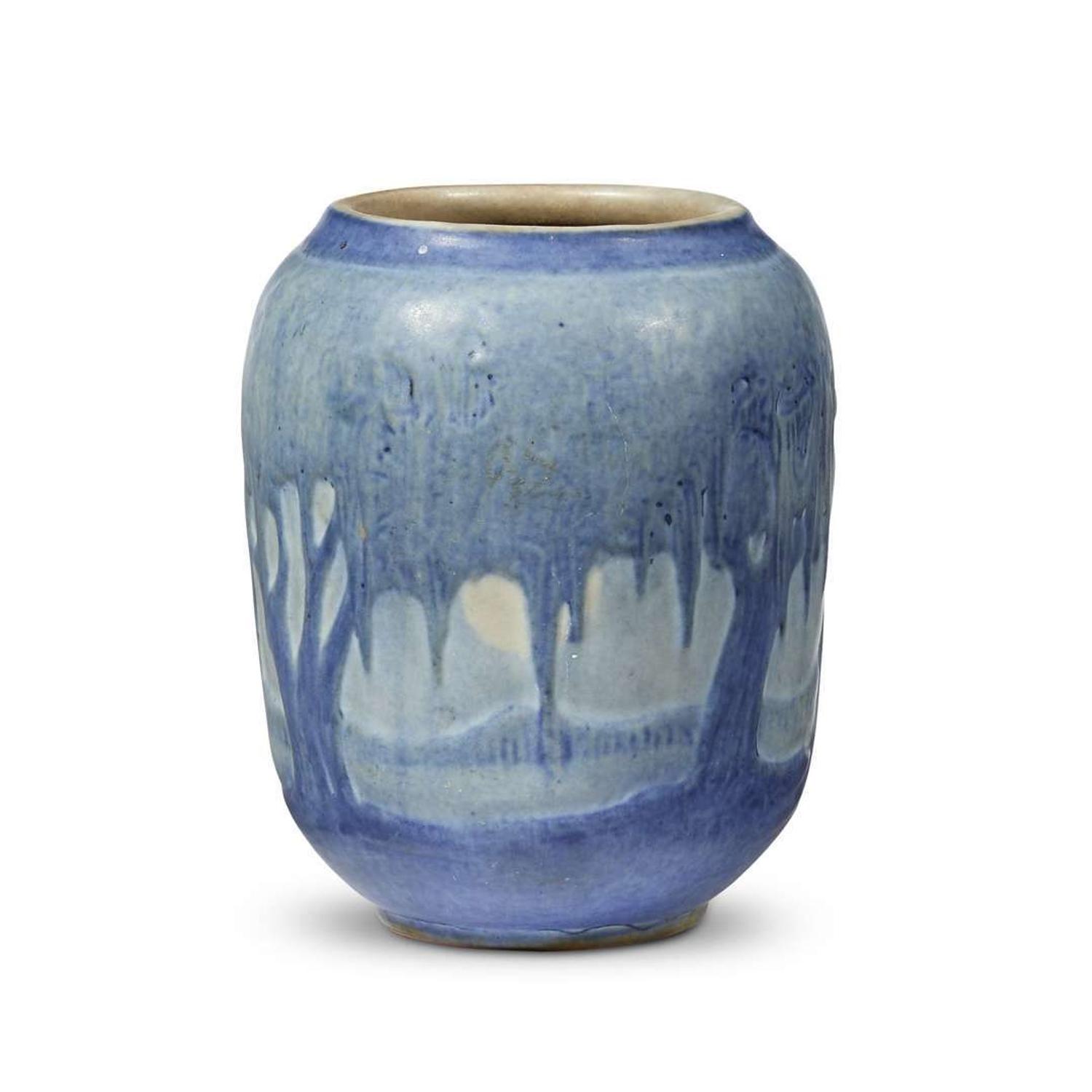 Anna Frances Simpson for Newcomb College Pottery scenic landscape vase, new orleans, louisiana, 1928