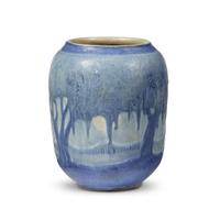 Anna Frances Simpson for Newcomb College Pottery scenic landscape vase, new orleans, louisiana, 1928