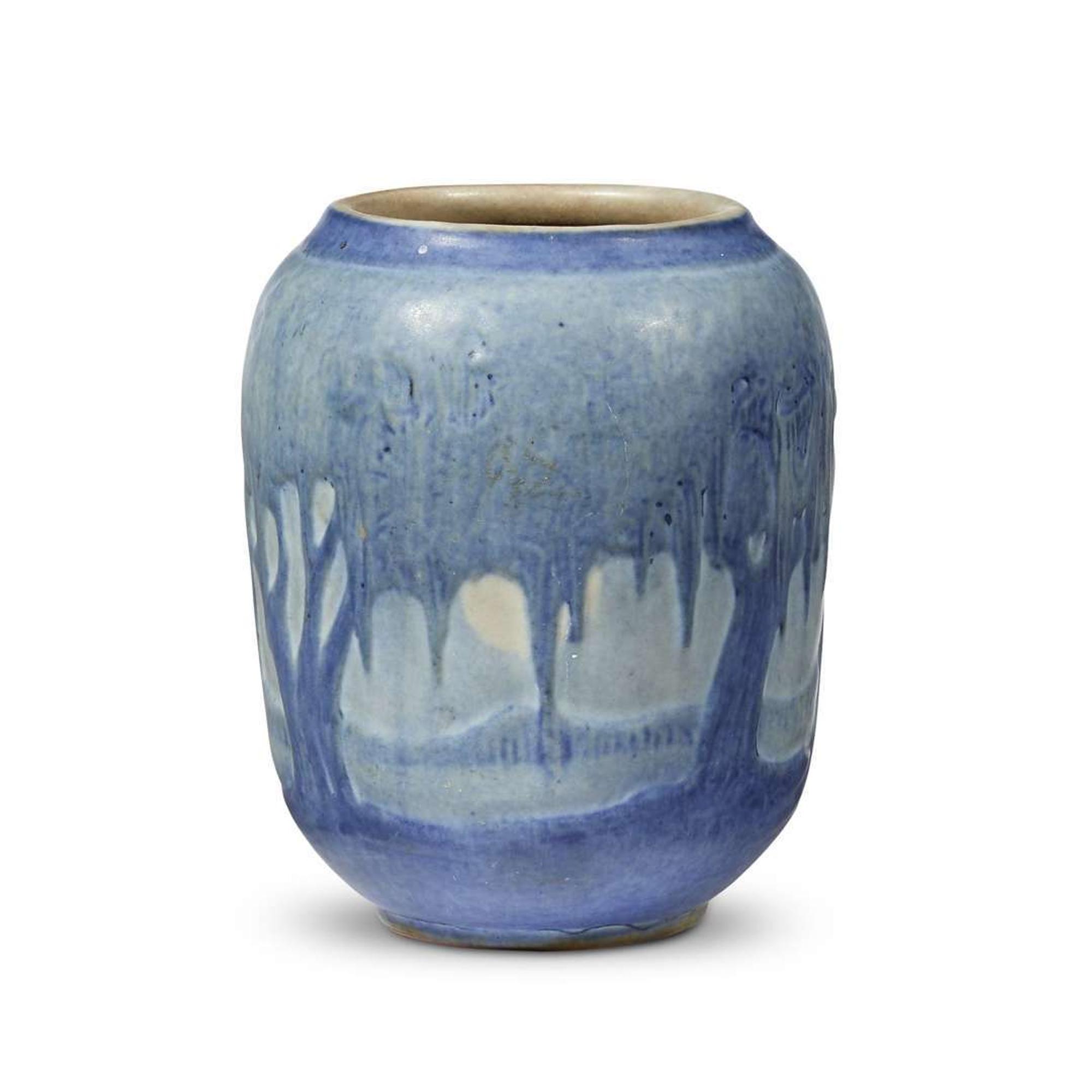 Anna Frances Simpson for Newcomb College Pottery scenic landscape vase, new orleans, louisiana, 1928