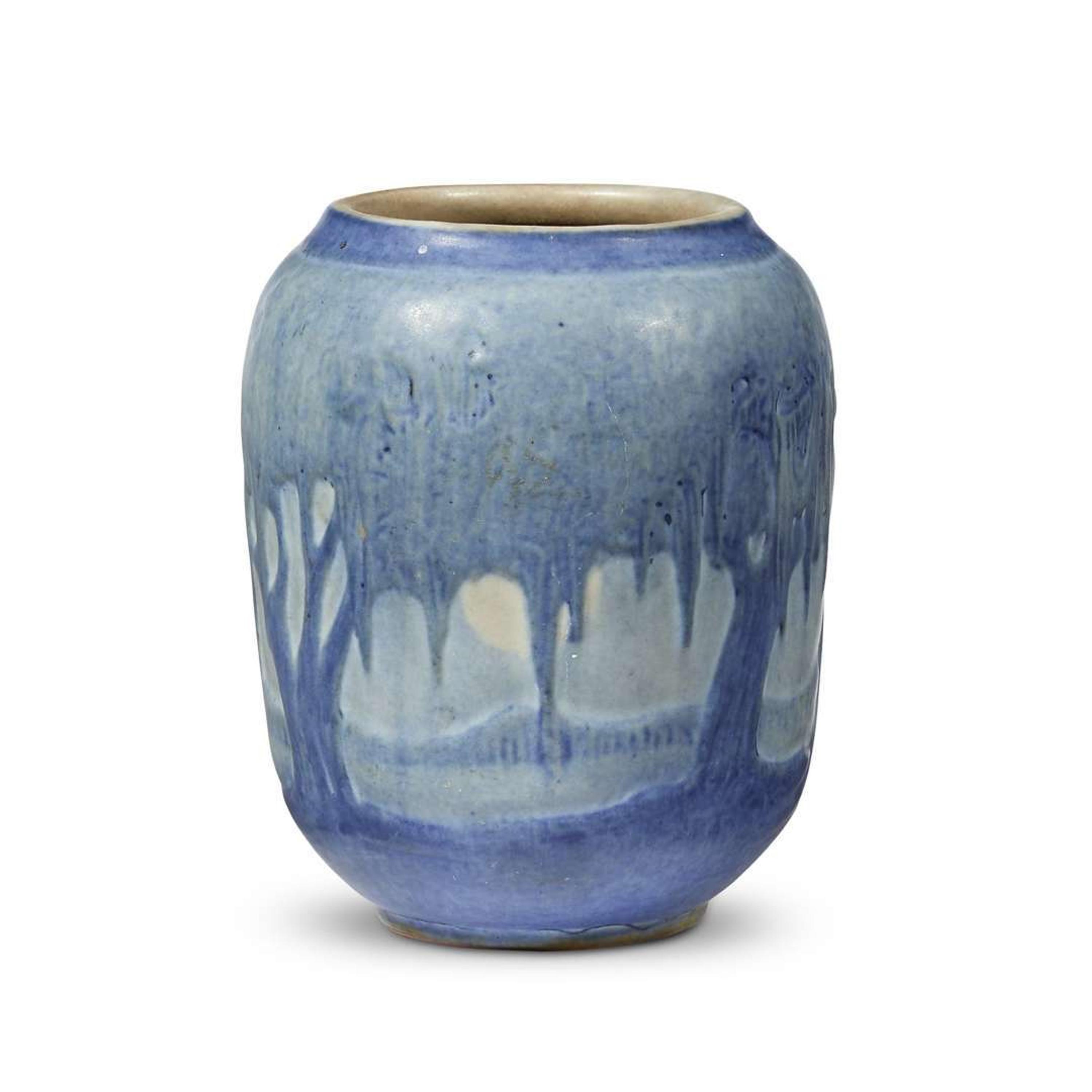 Anna Frances Simpson for Newcomb College Pottery scenic landscape vase, new orleans, louisiana, 1928