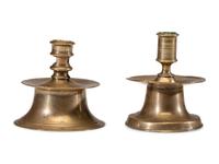 Two Dutch Brass Capstan Candlesticks