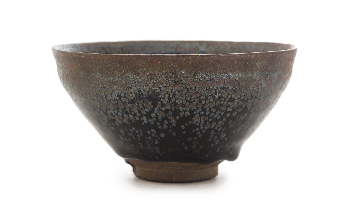 A Black Glazed 'Oil-Spot' Stoneware Tea Bowl Diameter 4 3/4 inches.