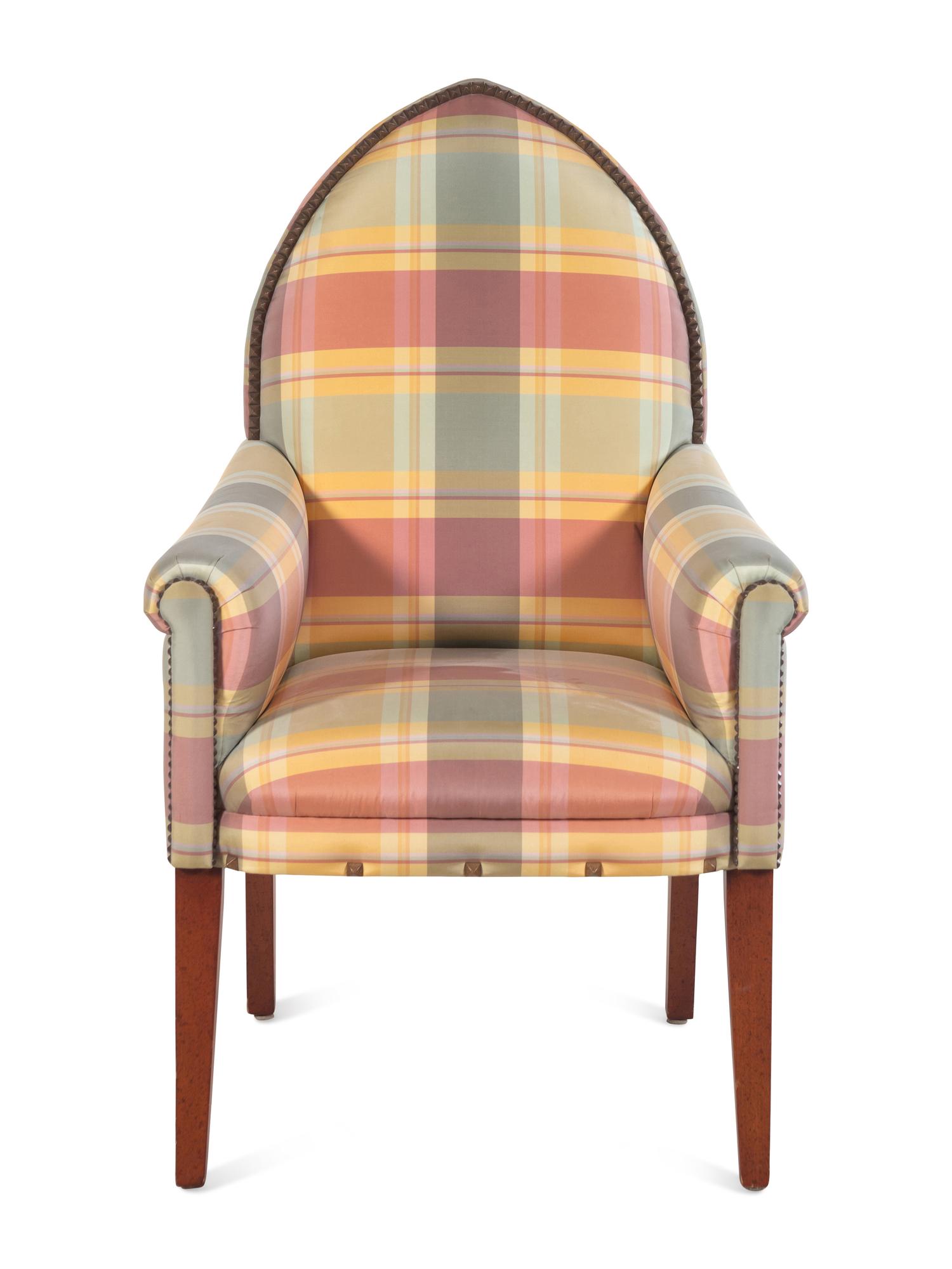 A Contemporary Silk Upholstered Armchair