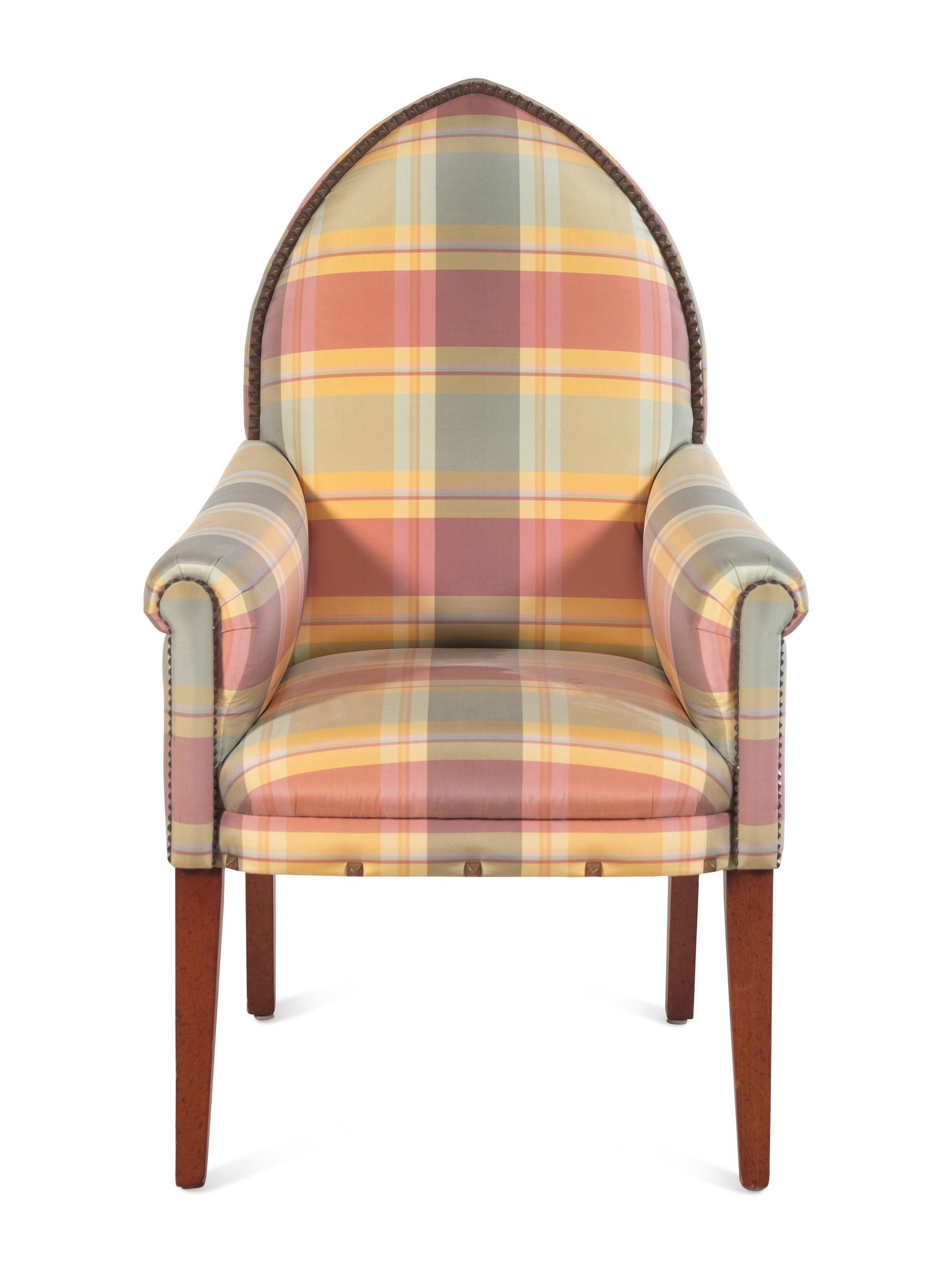 A Contemporary Silk Upholstered Armchair