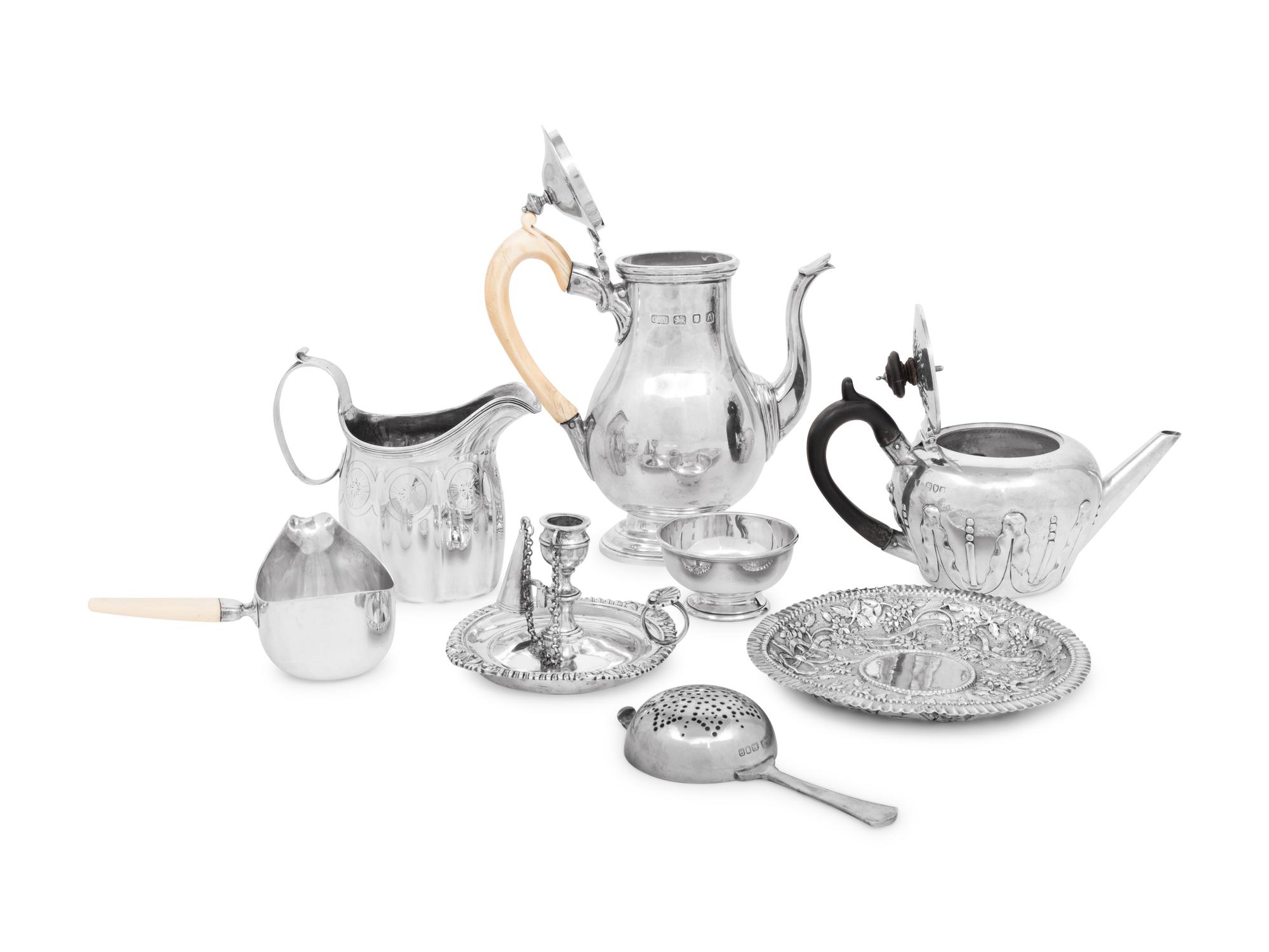 Six English Silver Table Articles