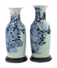 Two Blue and White Chinese Export Porcelain Vases