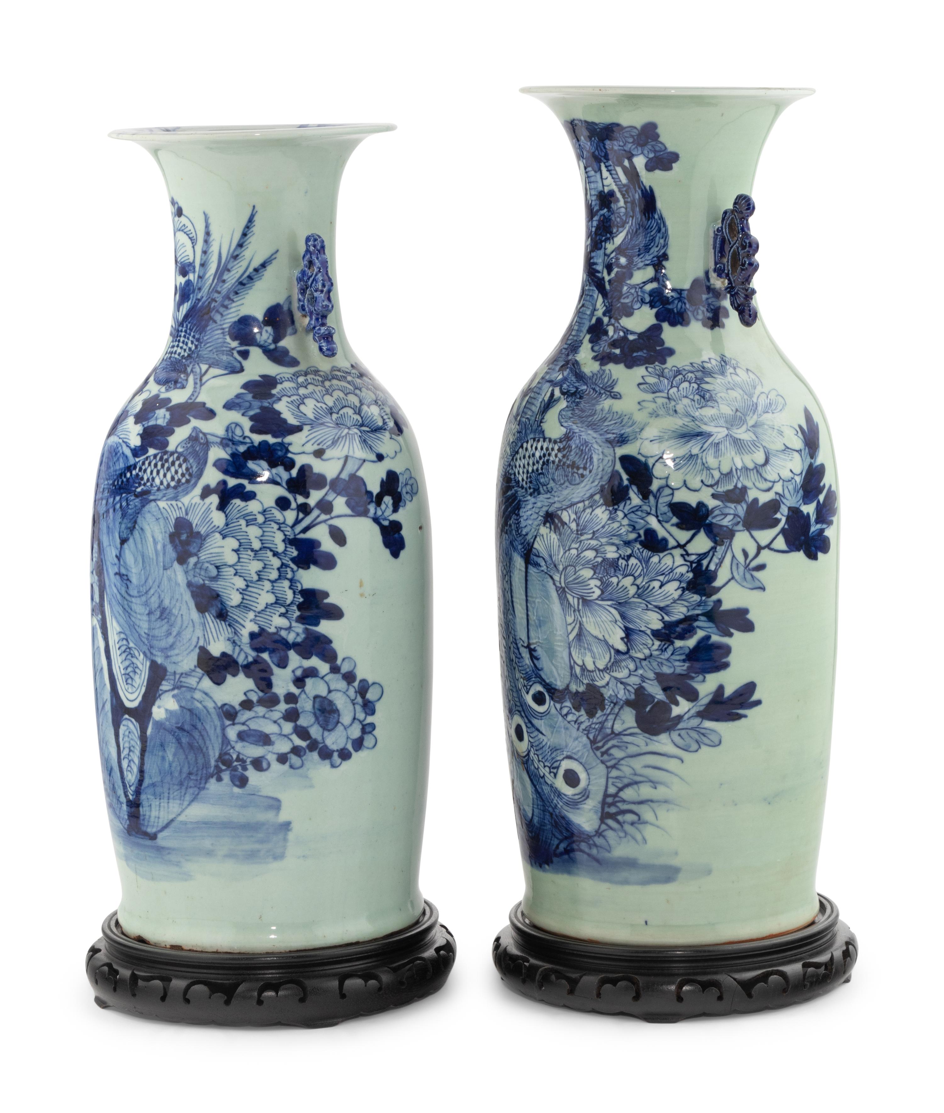 Two Blue and White Chinese Export Porcelain Vases