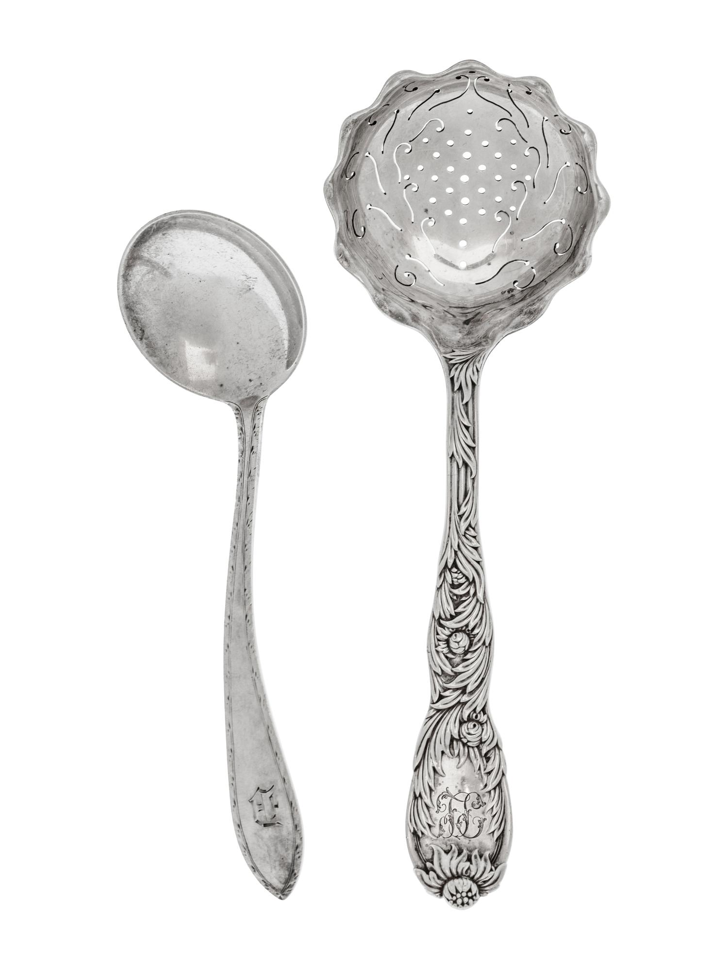 A Tiffany & Co. Silver Chrysanthemum Straining Ladle