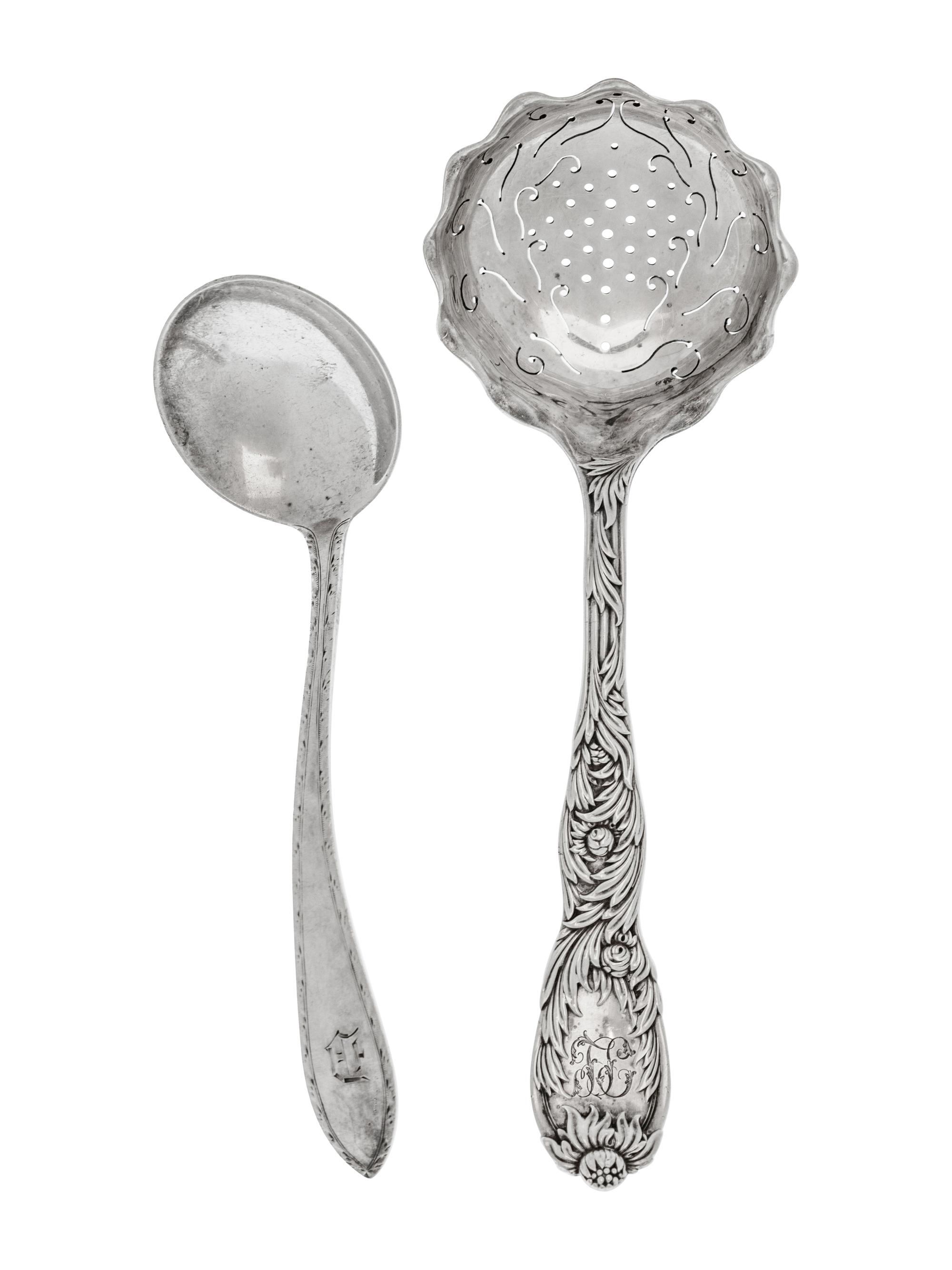 A Tiffany & Co. Silver Chrysanthemum Straining Ladle