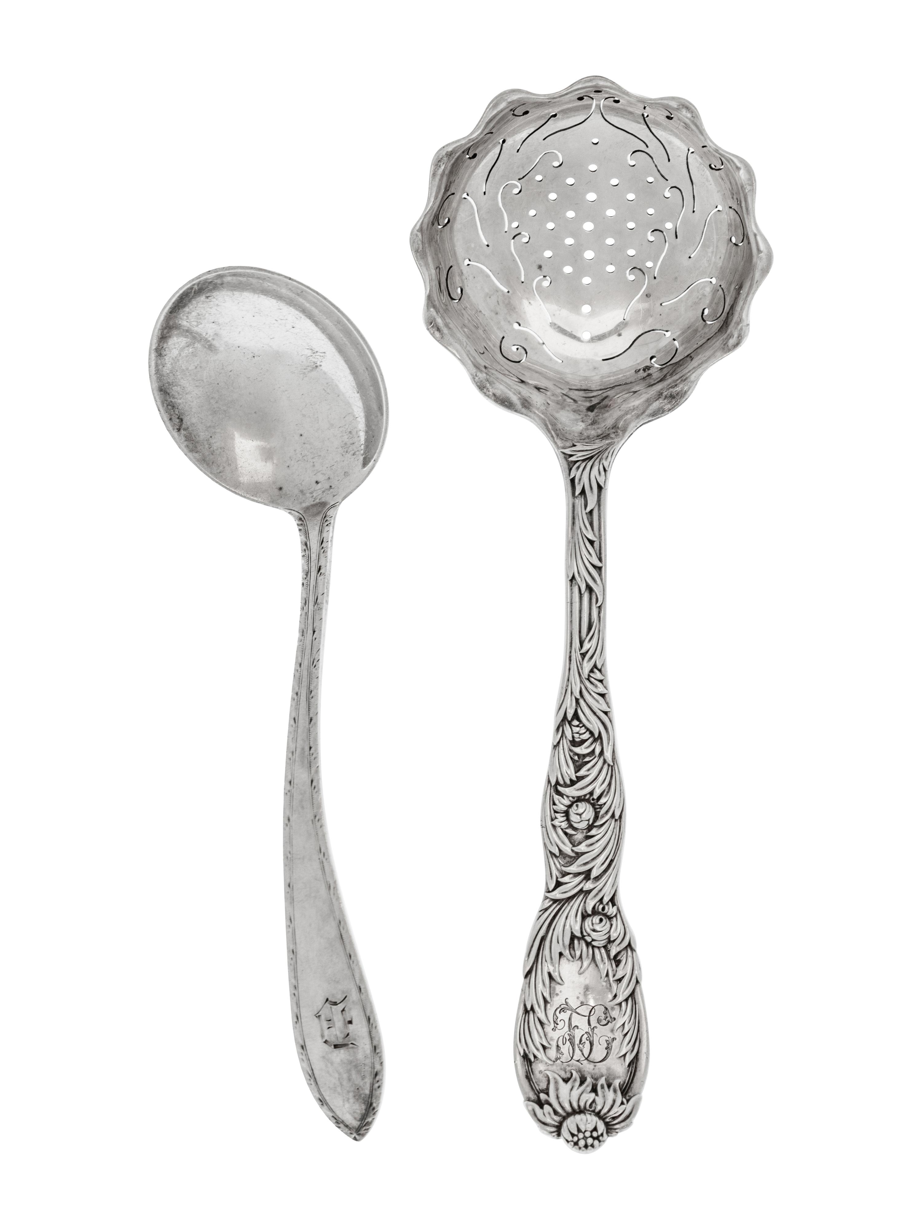 A Tiffany & Co. Silver Chrysanthemum Straining Ladle