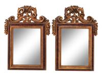 A Pair of Rococo Style Painted and Parcel Gilt Mirrors
