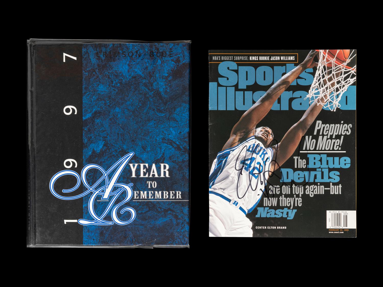 A Group of Elton Brand Signed Autograph Items (Including 1997 High School Yearbook),