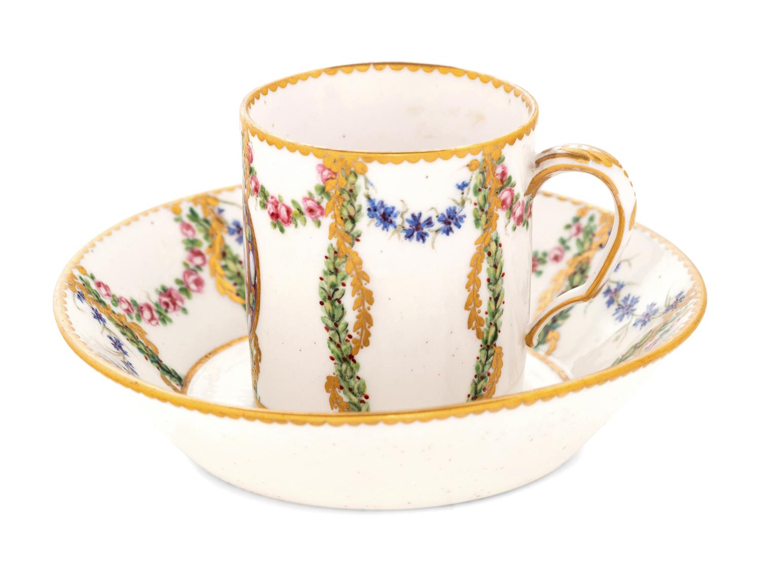 A Sèvres Porcelain Cup and Saucer ( Gobelet 'Litron' et sa Soucoupe, 3ème Grandeur )
