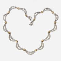 A Two-Tone 14K Gold and Diamond Necklace