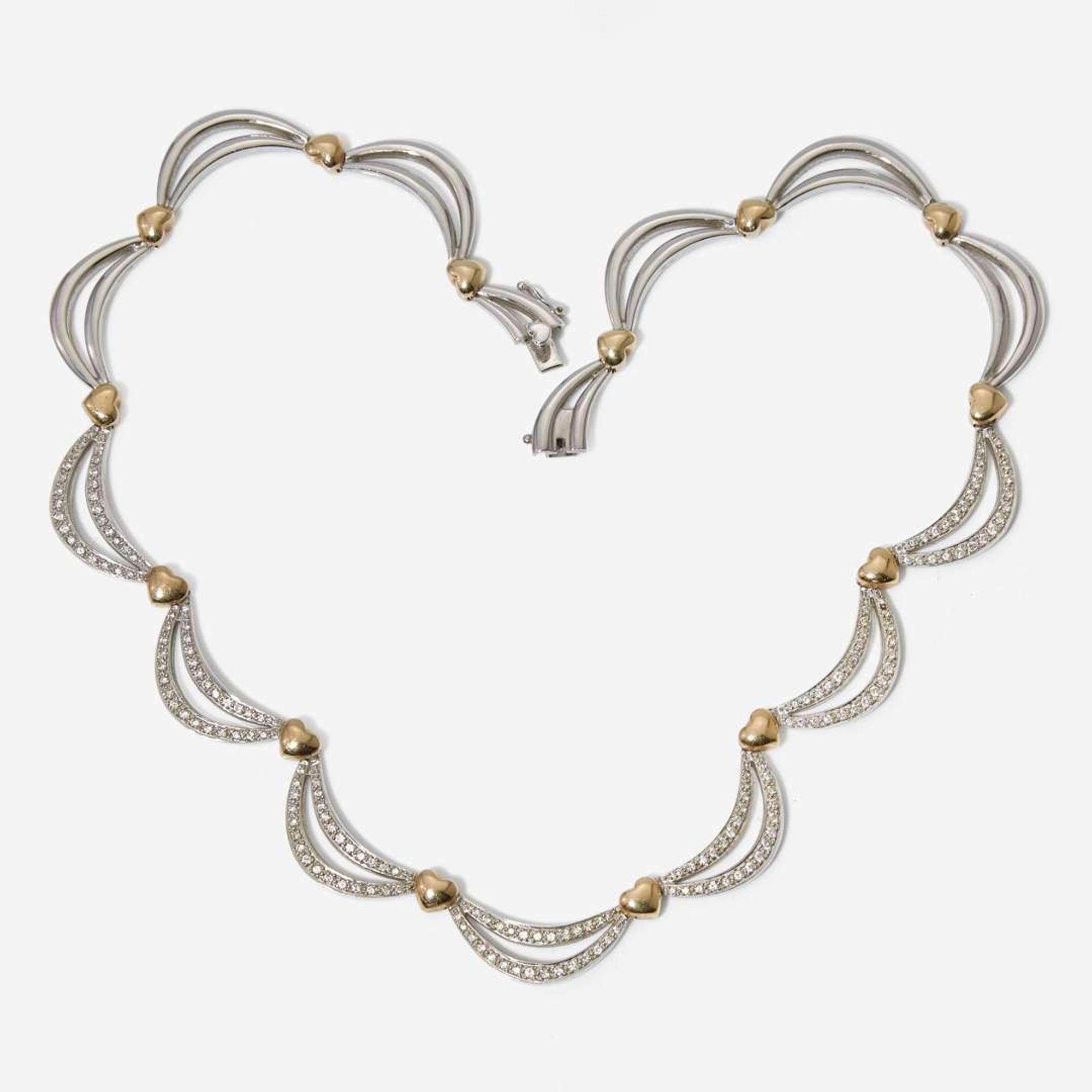 A Two-Tone 14K Gold and Diamond Necklace