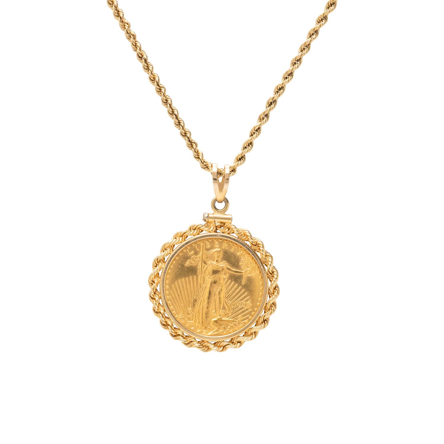 GOLD EAGLE COIN PENDANT NECKLACE