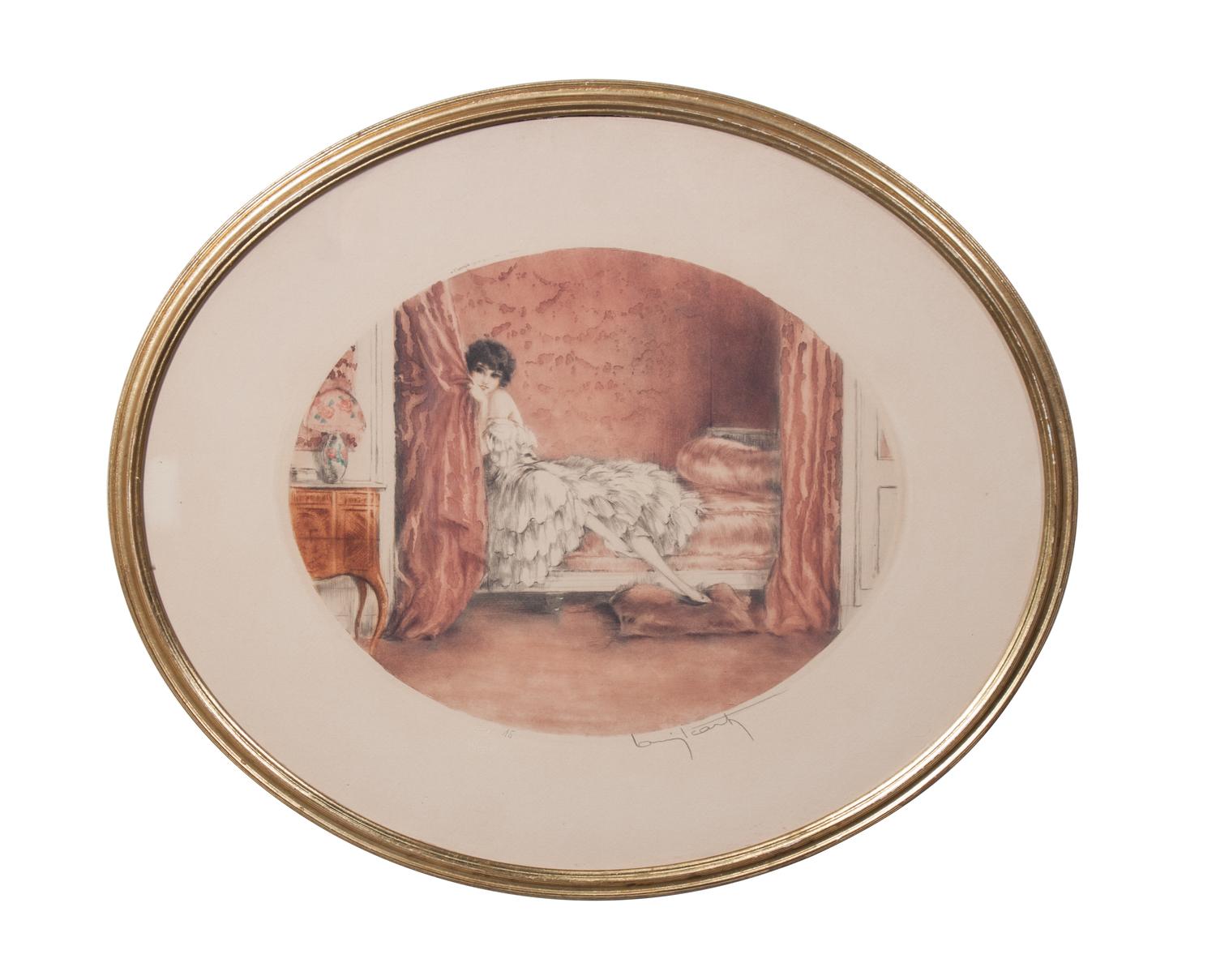 Louis Icart, (French, 1888-1950), Pink Alcove, 1929