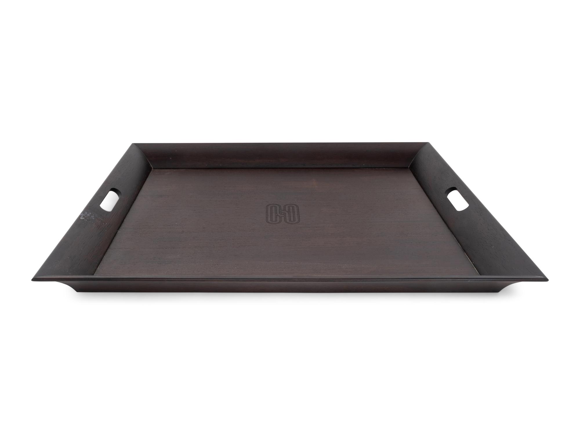 An Hermès Rosewood Tray with Two Smaller Associated Trays