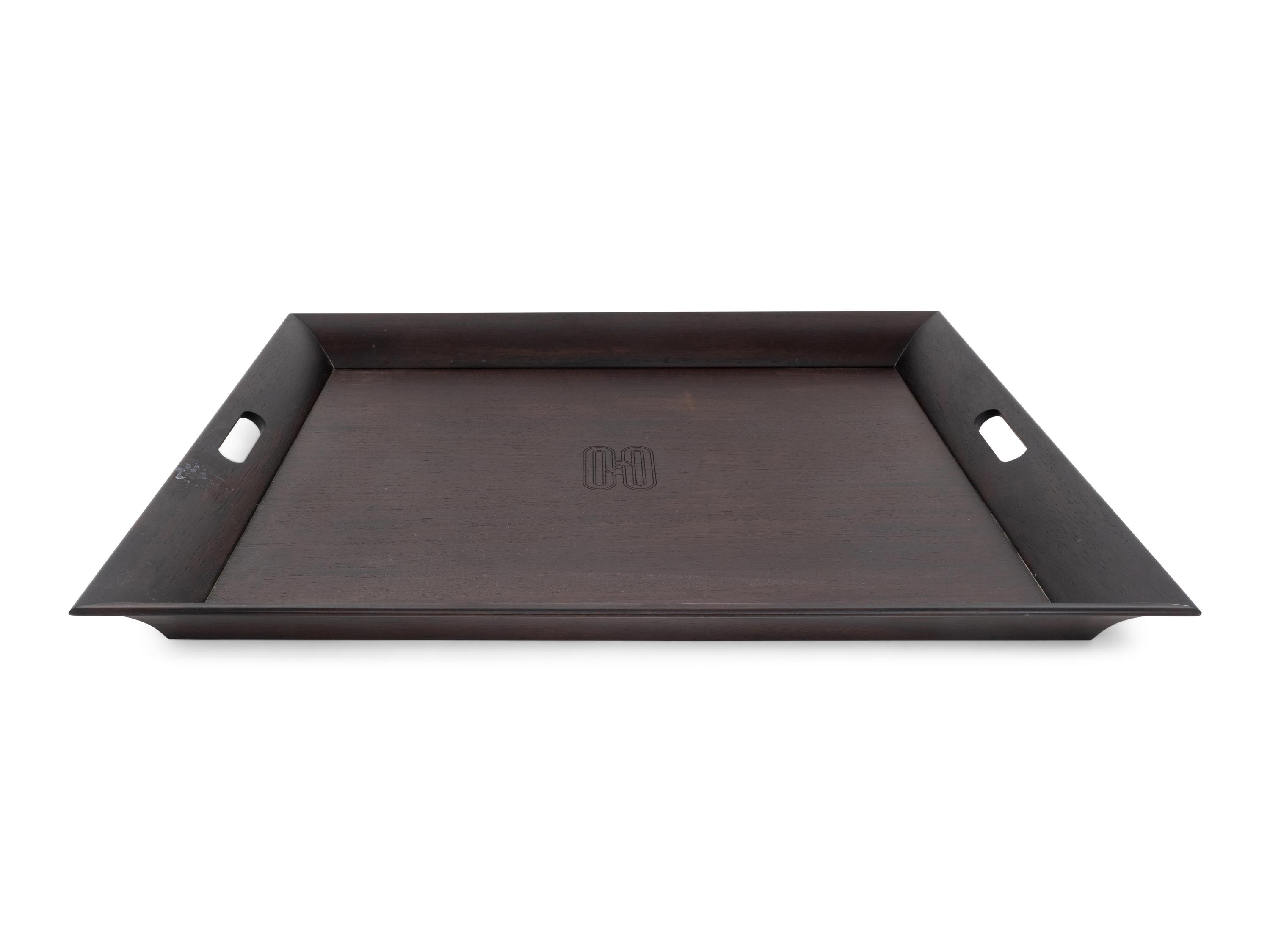 An Hermès Rosewood Tray with Two Smaller Associated Trays