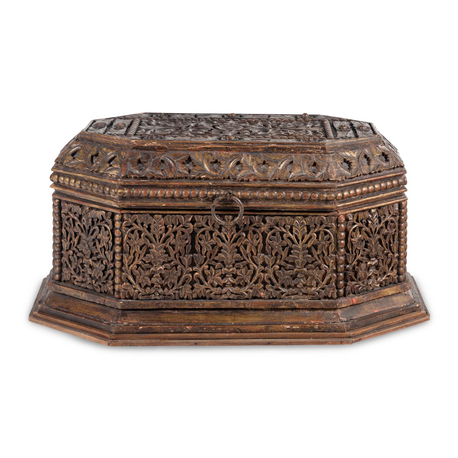 An Indonesian Carved and Polychrome Decorated Dowry Chest