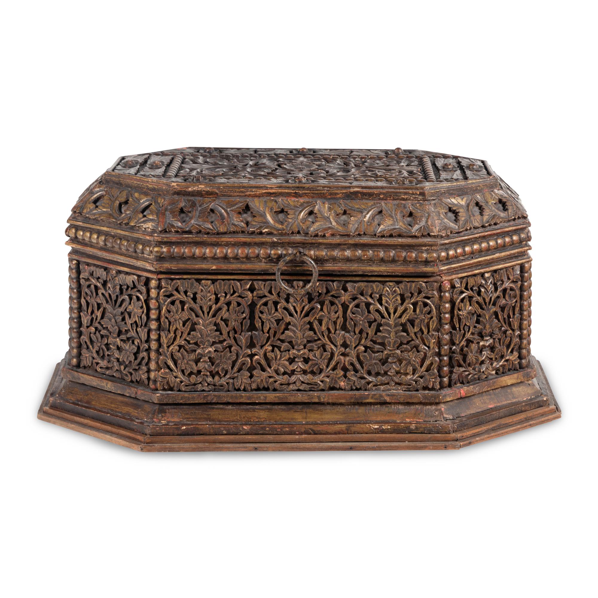 An Indonesian Carved and Polychrome Decorated Dowry Chest
