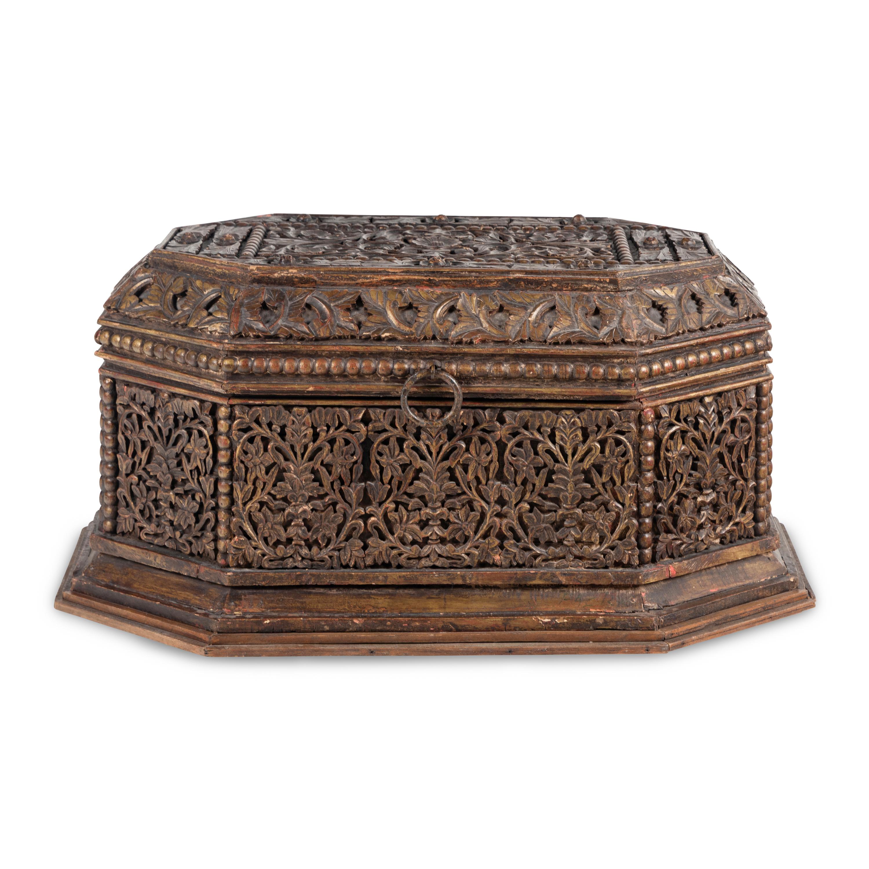 An Indonesian Carved and Polychrome Decorated Dowry Chest