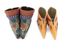 Two Pairs of Chinese Embroidered Lady's 'Lotus' Shoes