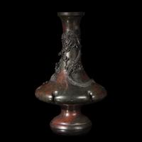A Japanese Bronze 'Dragon' Vase, Late Meiji Period 日本明治時代晚期 盤龍銅瓶