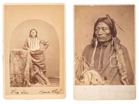 [NATIVE AMERICANS]. SOULE, William S. (1836-1908), photographer. A group of 2 cabinet cards, incl. early portrait of Big Tree. Fort Sill, Indian Territory: ca 1867-1870s.