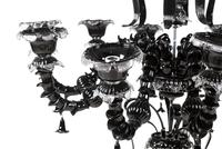 A Black Murano Glass Ten-Light Chandelier