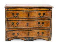 A Papier-Mâché Diminutive Chest of Drawers