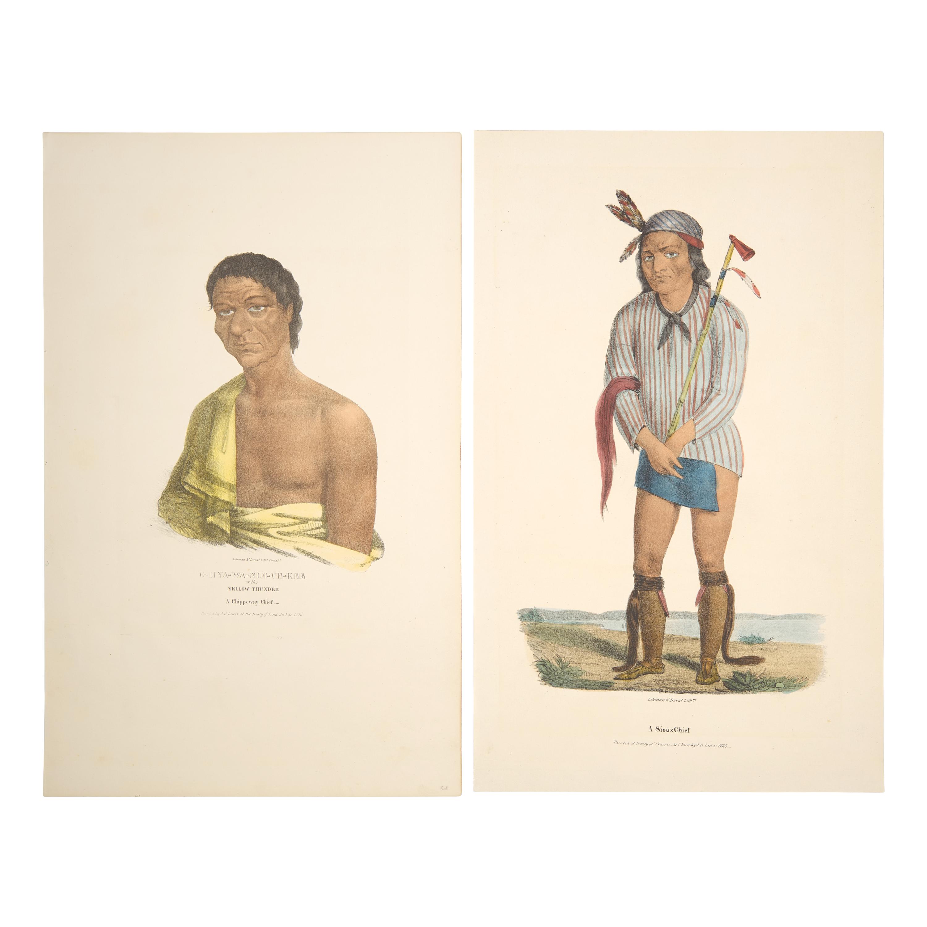 [Native-Americana] Lewis, James Otto. Group of 2 Hand-colored lithographs