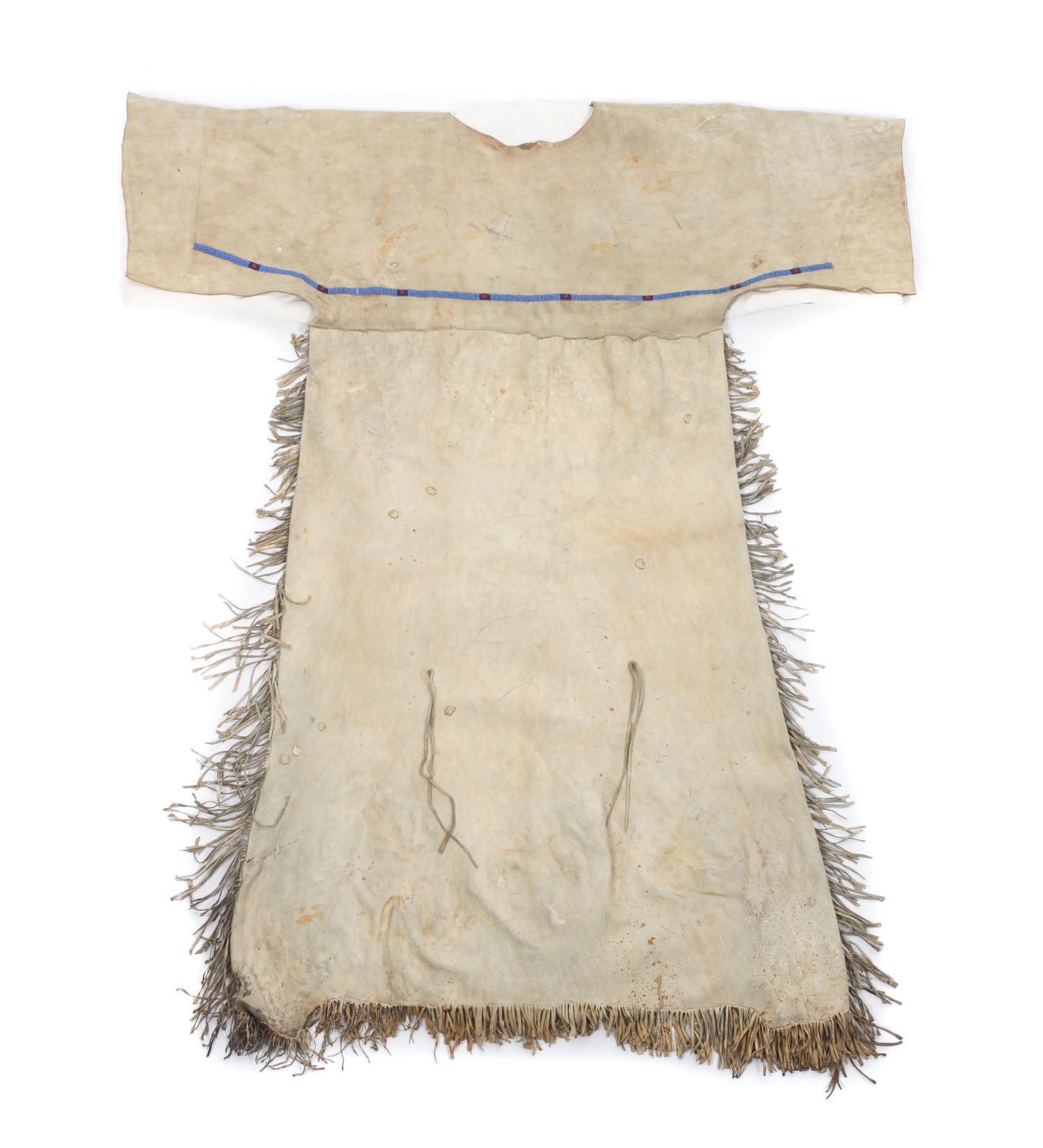 A Cheyenne Beaded Leather Dress Length 54 1/2 inches.
