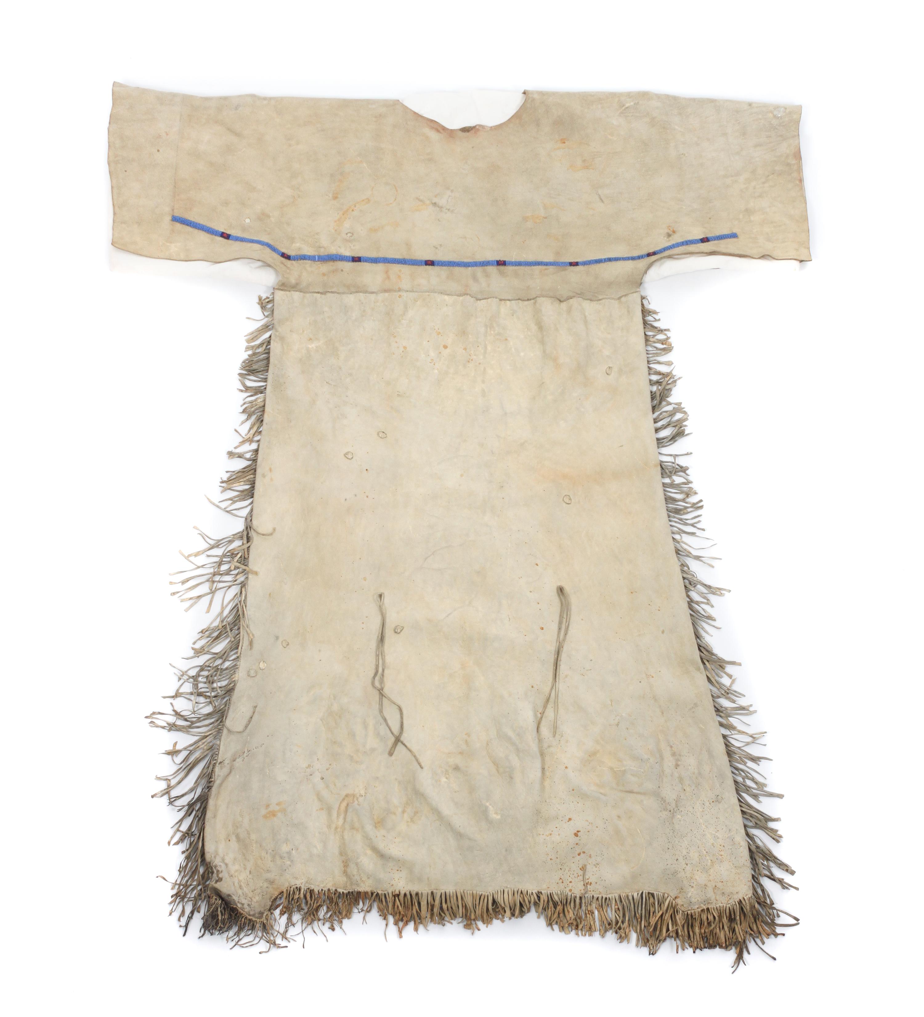 A Cheyenne Beaded Leather Dress Length 54 1/2 inches.